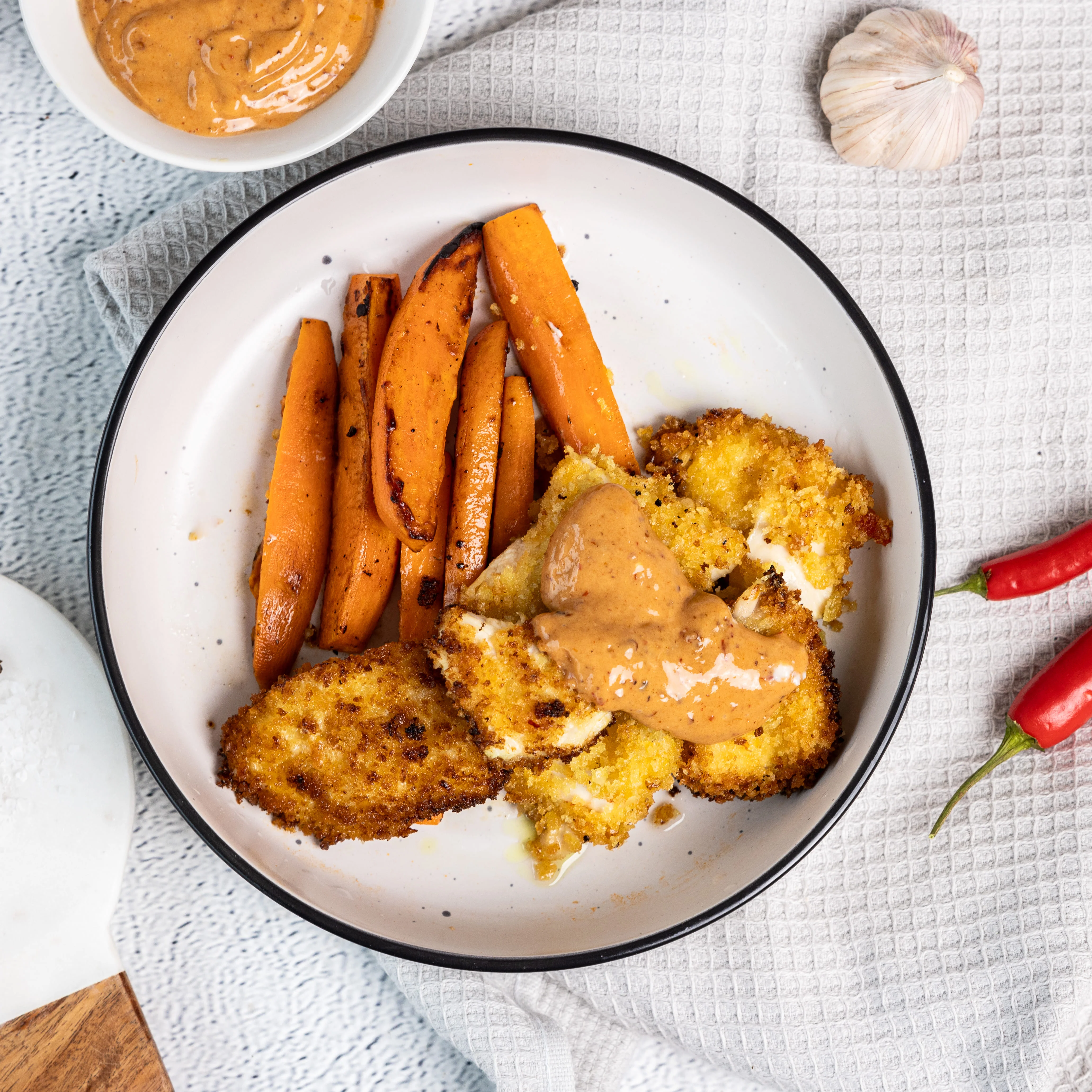 Crumbed Chipolte Chicken And Sweet Potato image